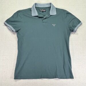Barbour Women's Large Green Golf Polo Cotton Embroidered Shirt
